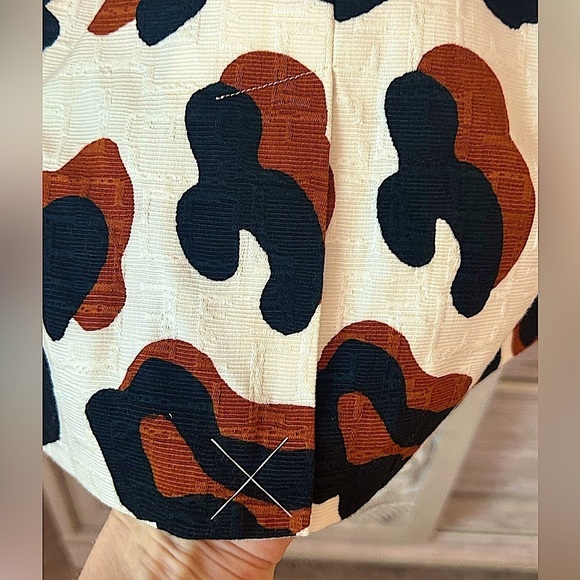 Talbots mob wife bold black and brown leopard print on white lined mini skirt - Picture 3 of 6